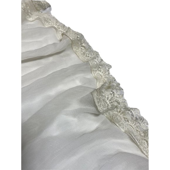 Vintage Real Silk Drapery Textile Fabric Sheer Off-White Lace Trim Runner Decor - Picture 4 of 9